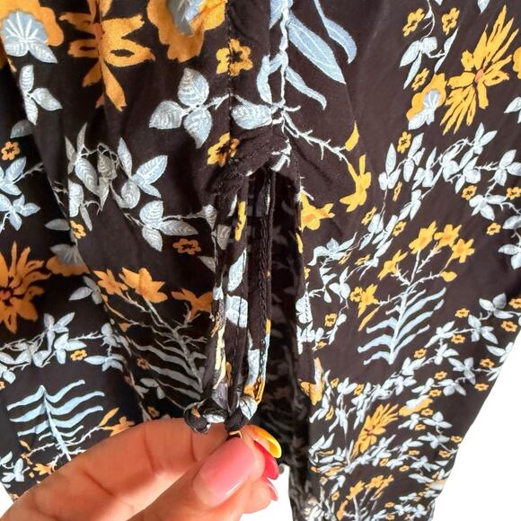 tennis Sx l/XL Long Kaftan Coverup Floral Beaded Beach Pool Vacation Boho Cruise - Picture 9 of 16